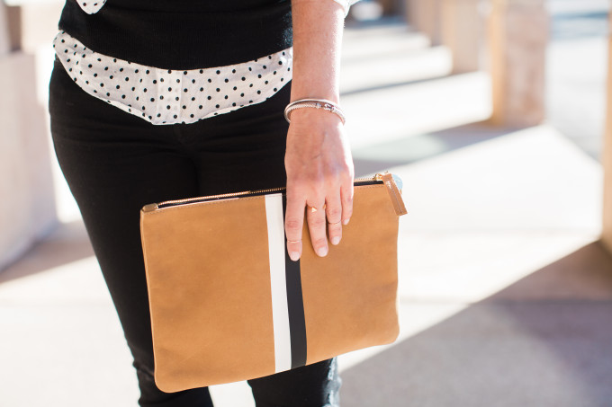 Clare V Striped Clutch