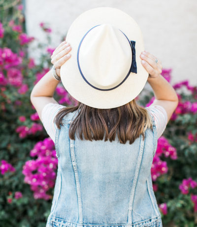 Striped Swing Dress, 4th of July Weekend Style, Denim Vest