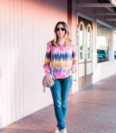 Millennial Pink Shirt, Frame Jeans, M. Gemi Loafers, Chloe Bag